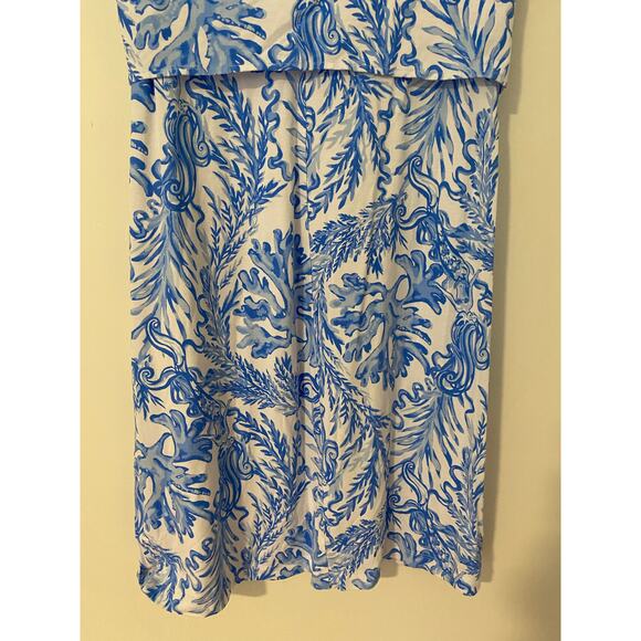 Lilly Pulitzer Inka Dress Resort White Aqua Blue Lounge Front Tie EUC Spandex S - Picture 12 of 12